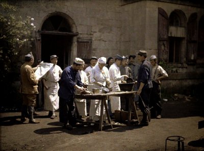 Soldiers at the Chateau Vauxbuin, Used by the French Army as a Hospital, Soissons, Aisne, France by Fernand Cuville